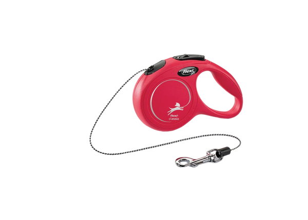 Flexi Classic XS Cord 3m in red color – Retractable leash for small dogs up to 8kg 