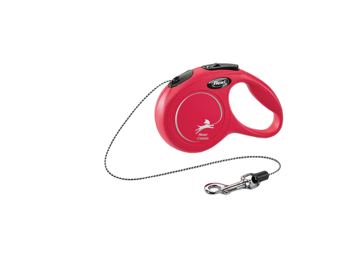 Flexi Classic XS Cord 3m in red color – Retractable leash for small dogs up to 8kg 