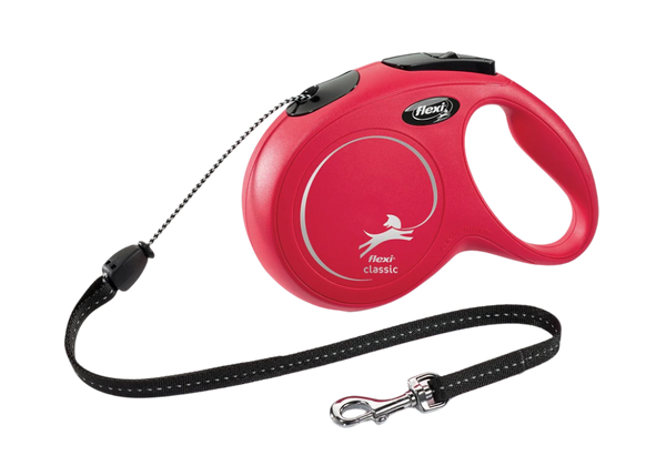 Flexi Classic Medium Cord 8m in red color – Retractable leash for dogs up to 20kg 