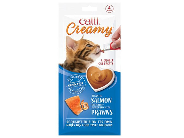 Catit Creamy Lickable Cat Treat - Salmon & Prawns 4PK