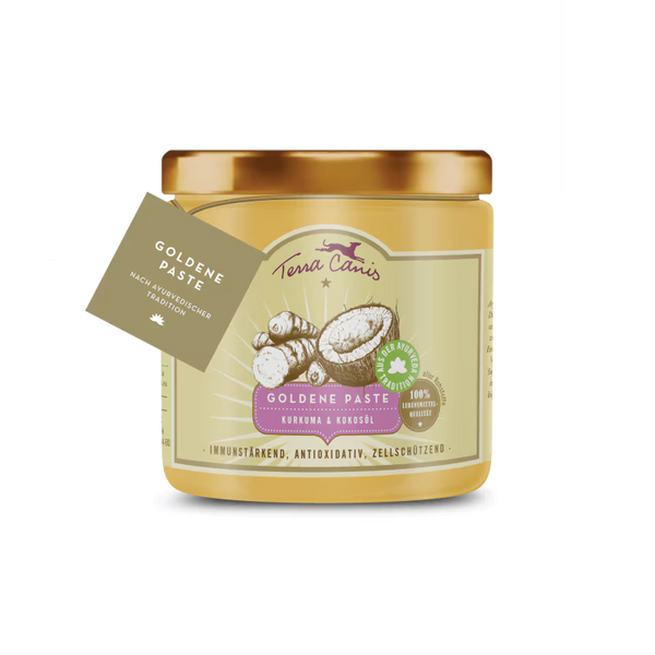 Terra Canis Goldene Paste jar with label on a white background