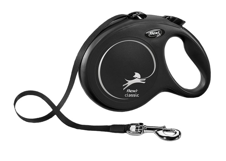 Flexi New Classic Large Tape 5m retractable dog leash in black