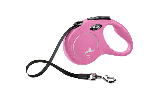 Flexi New Classic Small Tape 5m retractable dog leash in pink